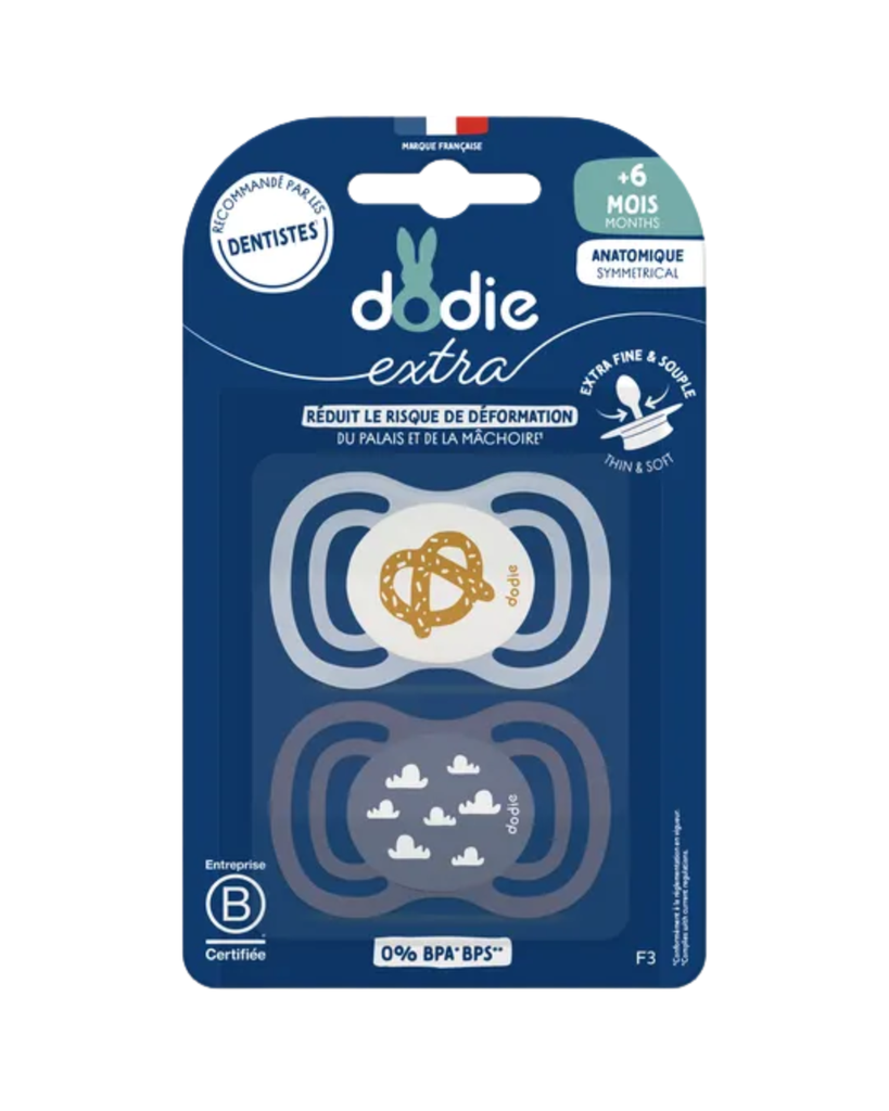 Dodie Soothers +6 months DUO EXTRA THIN BLUE F3