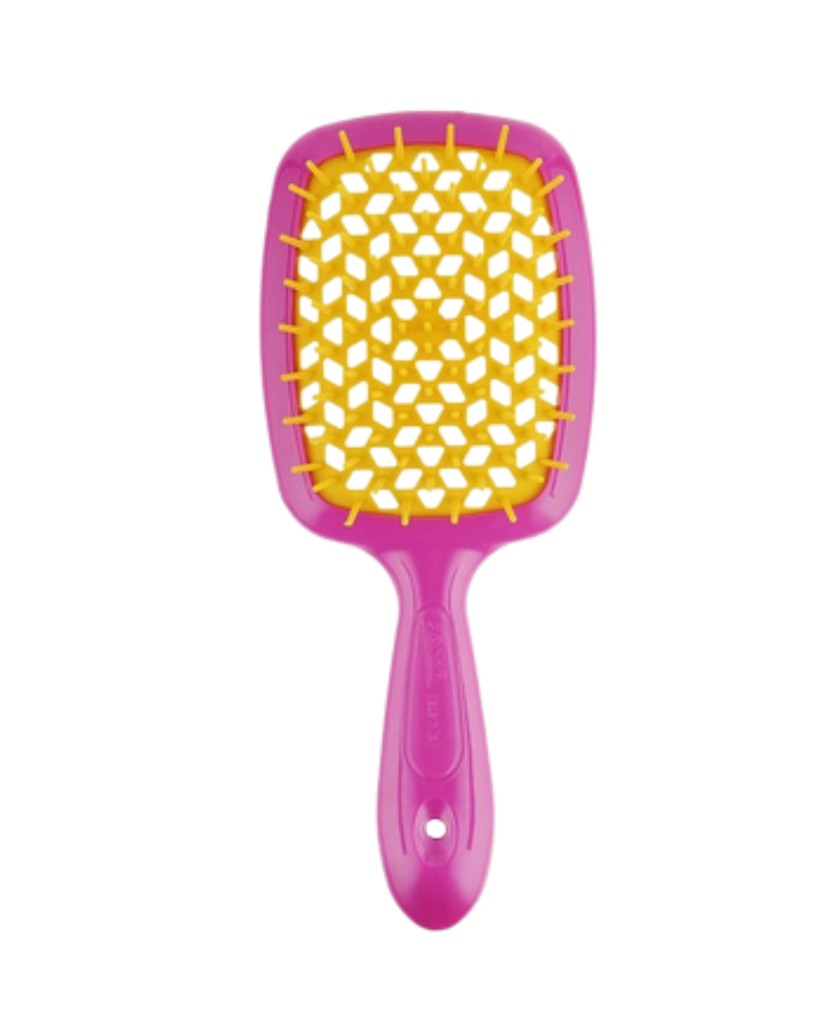 JANEKE SUPERBRUSH VENTED BRUSH WITH SOFT PINS FLUO FUCHSIA/YELLOW