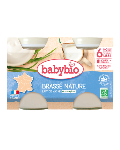 [51085] Babybio Brassé Nature Cow milk Jar +6months 2x130gr
