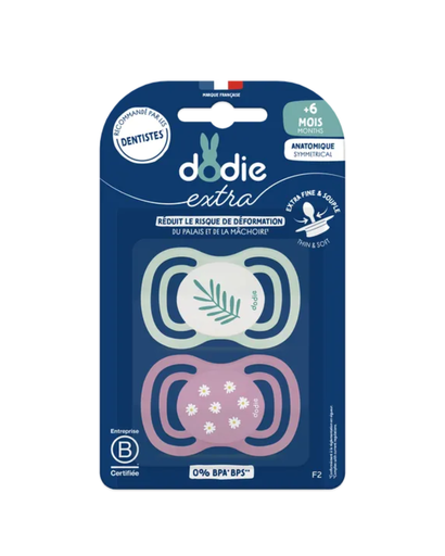 [3700763512365] Dodie Soothers +6 months DUO EXTRA THIN PINK F2