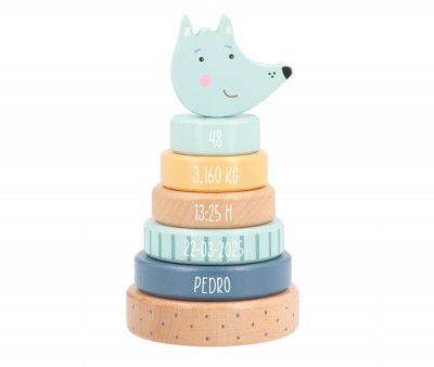 [8434149291043] Tutete Personalized Wolf Stacking Tower  Monnëka