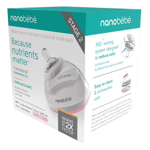 [7290016628050] Nanobebe Stage 2 pink ,240ml